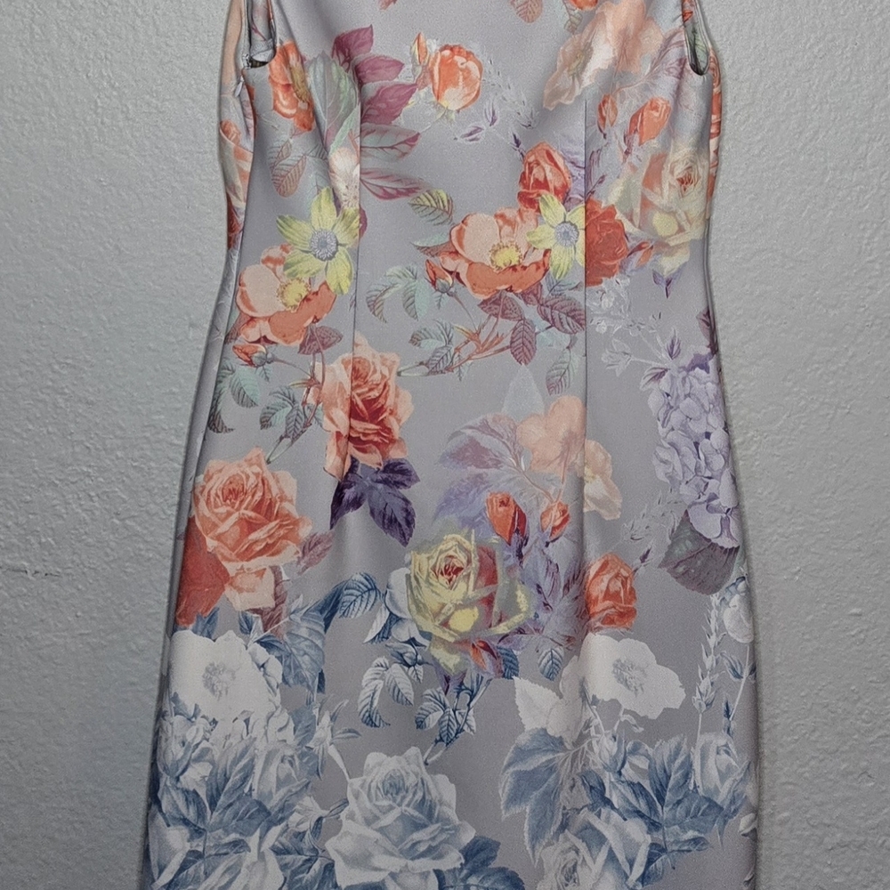 Calvin Klein Gray Floral Midi Dress